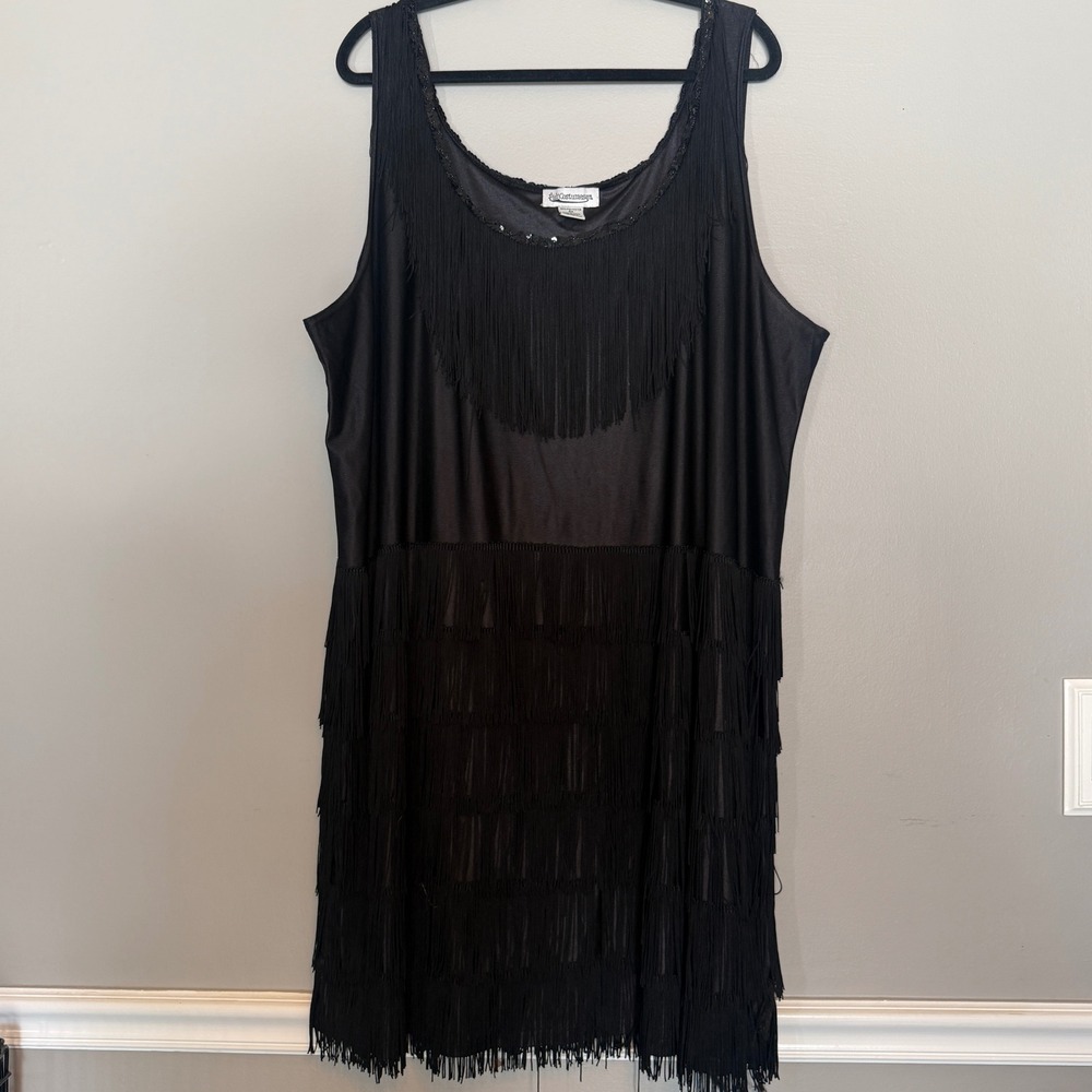 FunCostumes Black Fringed Flapper‎ Dress Plus Size 5X Gatsby 1920s Cosplay